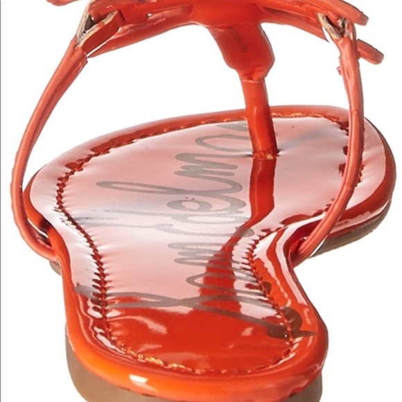 Sam Edelman Carter Flat Sandal, Tangelo Patent 6W - Picture 8 of 9